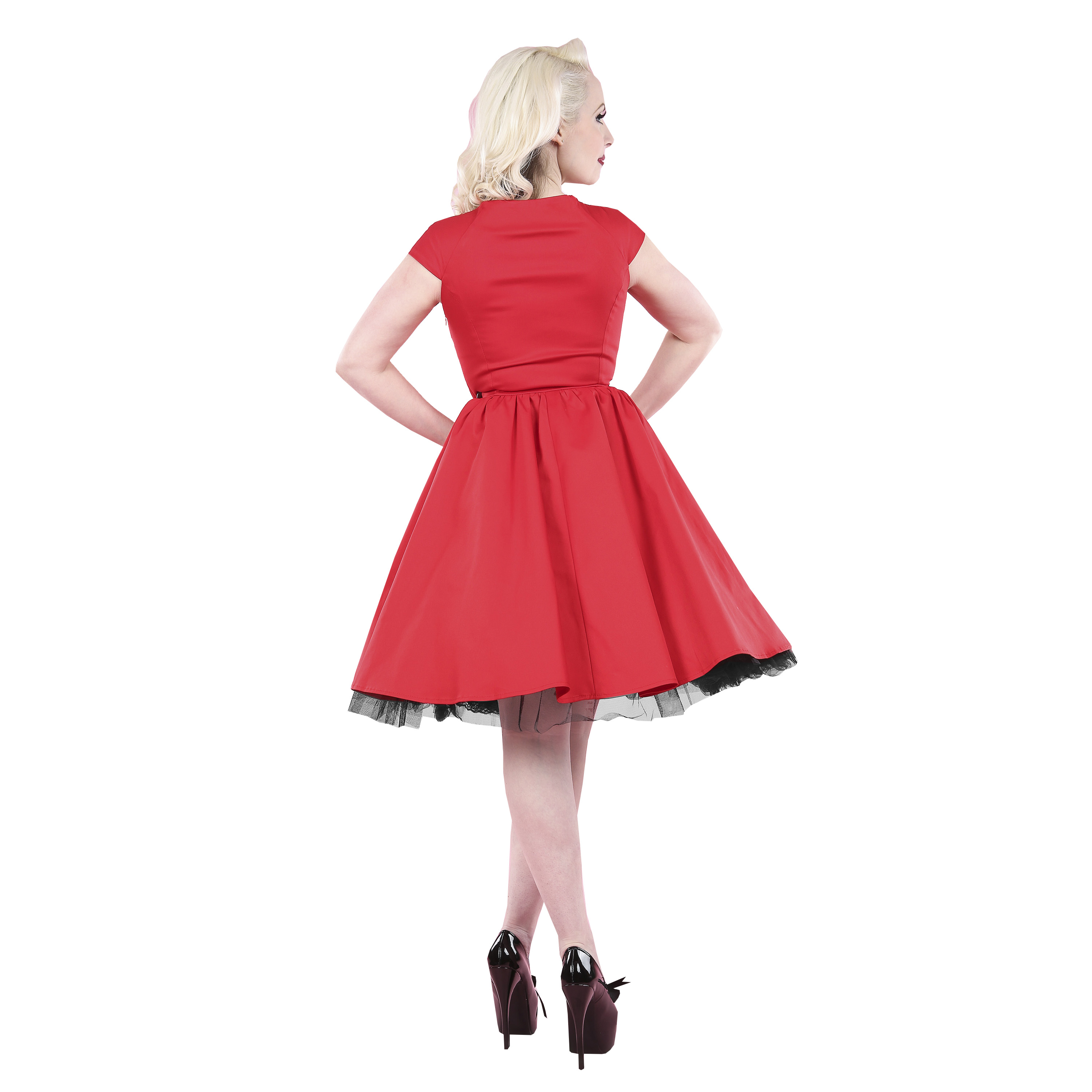 Rkh51 Hearts And Roses Flared Pin Up Party Rockabilly Dress 50s Vintage Swing Ebay 
